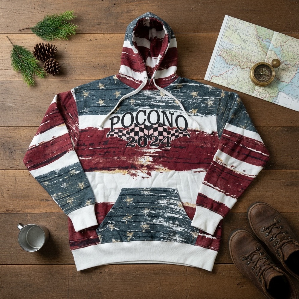 Pocono 2024 Red and Blue Hoodie